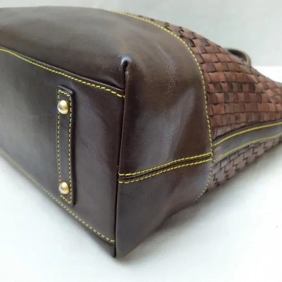 Dooney & Bourke Chocolate Tessuta Excellent  Condition Woven Leather Tote - Picture 7 of 13